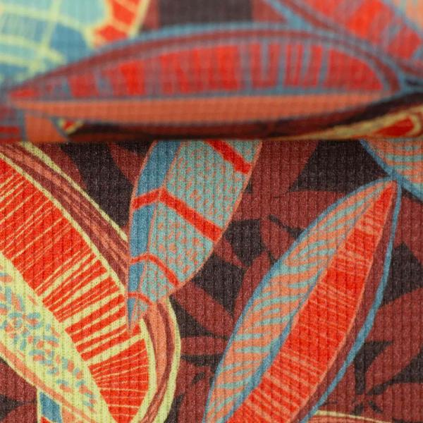 Viento by Bienvenido Colorido - Waffeljersey, Blätter in braunbunt